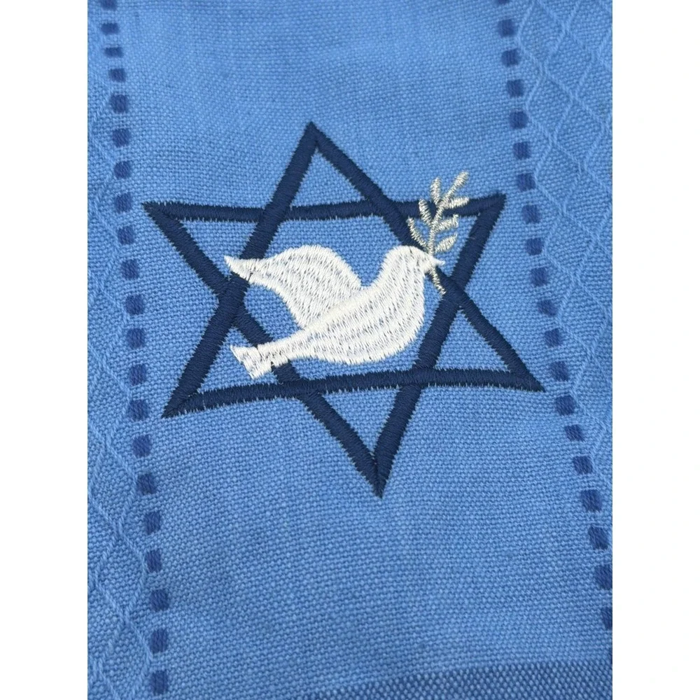 DII Hanukkah Embroidered Kitchen Towels Set of 2 Blue Star of David Dreidel
